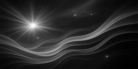 Black and white abstract background with smooth flowing waves and soft textured lines