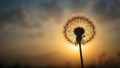Dandelion Silhouette at Sunset – Meditative Summer Zen Background