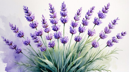 lavender flower field watercolor design featuring natural green foliage elements floral botanical aesthetic wallpaper background