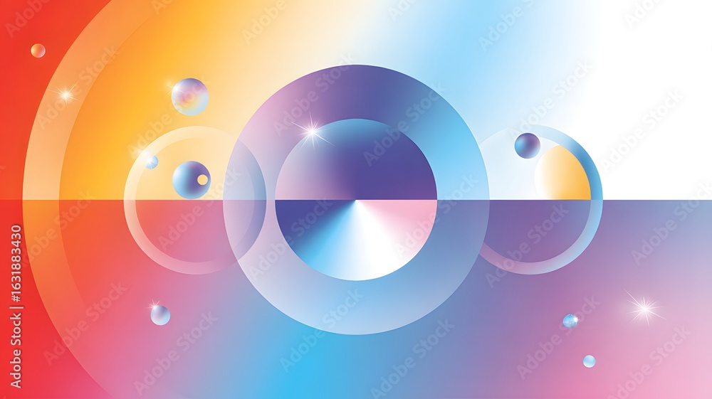 Poster vibrant abstract circles and spheres with gradient background image