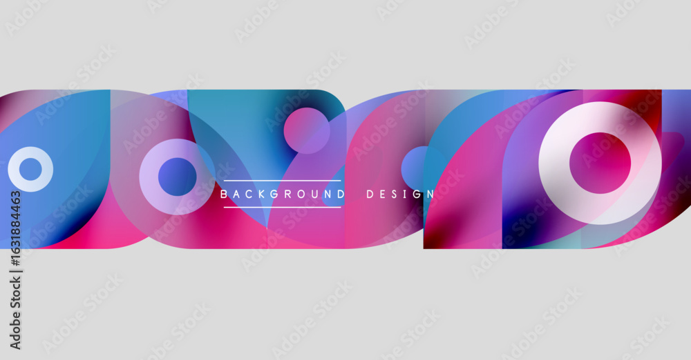 Poster abstract colorful shapes overlap, creating dynamic background. modern design features vibrant blues,