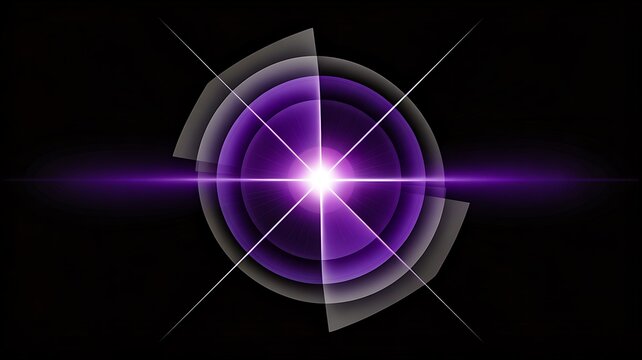 Purple light flare with glowing lens effect on dark background