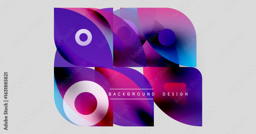Aufkleber abstract geometric shapes overlap, creating vibrant color gradients. modern design features pinks, p