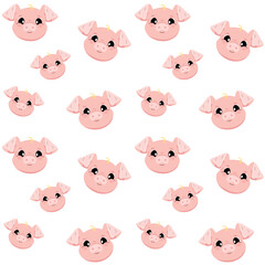 Fototapeta premium Hand drawn pig seamless pattern