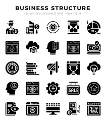 Set of Glyph Business Structure Icons. Glyph art icon. Vector illustration