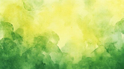 Abstract watercolor background with green and yellow shades.