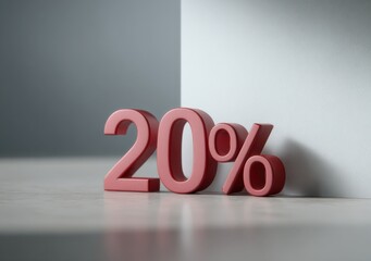 Twenty Percent Discount Render: Special Offer, Promotion, Sale Announcement on Grey Background