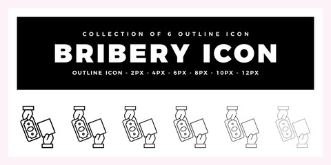 Pack of 6 Outline Vector Bribery icon