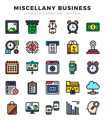 Miscellany Business Icon Pack 25 Vector Symbols for Web Design.