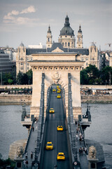 The chain bridge of budapest in the evening sun