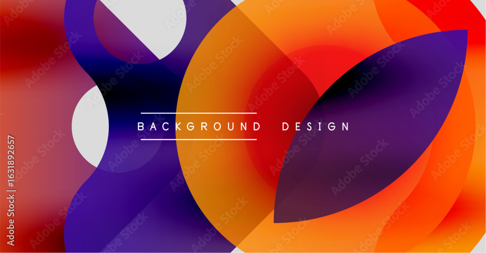 Aufkleber abstract fluid shapes overlap. vibrant orange, purple, red gradients create dynamic composition. mod