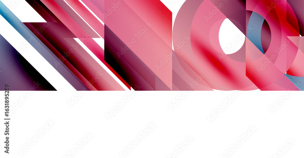 Aufkleber abstract geometric composition. red, white, purple shapes intersect, creating dynamic visual effect.