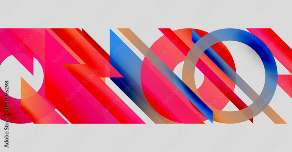 Poster abstract composition. overlapping shapes, vibrant colors, dynamic lines create modern visual experie