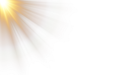PNG transparent sunlight lens flare with glowing rays and bright shine