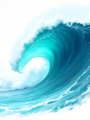 Turquoise Tempest: A breathtaking visualization of a powerful turquoise wave, elegantly curling with a crest of foamy white, portraying nature's captivating aquatic artistry.