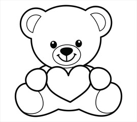 Bear Holding Heart Icon Illustration