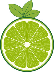 Sliced Lime with Leaves, Citrus Fruit 