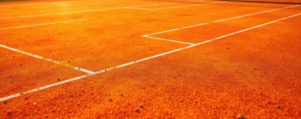 Vibrant orange clay tennis court surface texture, texture, lines, tennis court