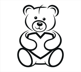 Obraz premium Bear with Romantic Heart Silhouette