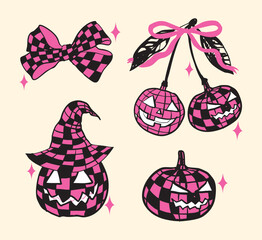 Pink Coquette Halloween Pumpkin Set