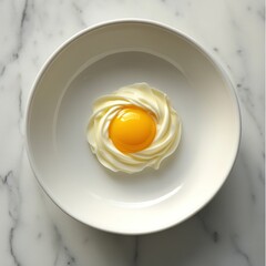 Culinary artistry, Egg yolk gracefully surrounded by delicate swirls