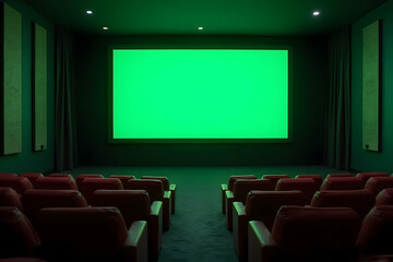 Empty Theater with Green Screen Ready for Your Content Projection