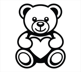 Obraz premium Teddy Bear Hugging Heart Logo Vector