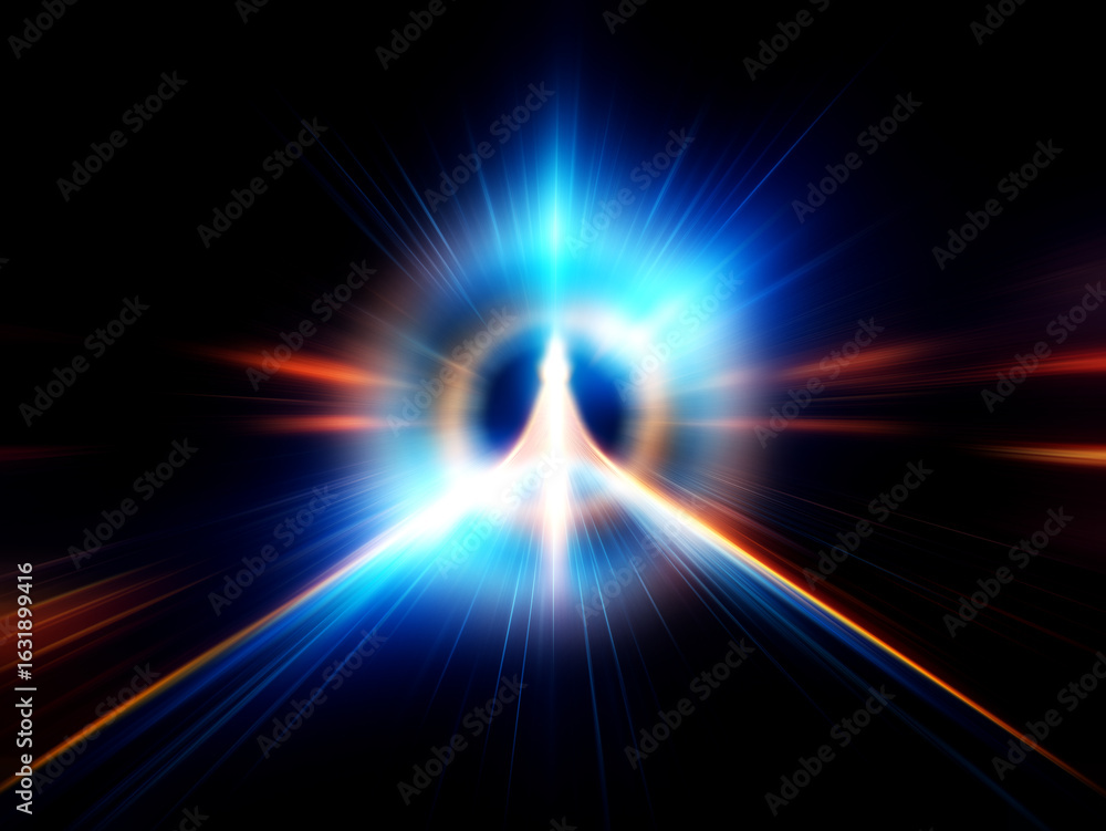 Aufkleber intricate, glowing concentric circles of blue and gold light spin against a dark background, creatin