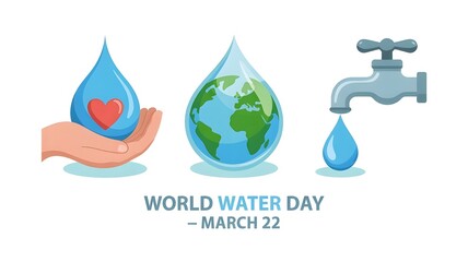 World Water Day is an annual observance day that highlights the importance of freshwater. The day is used to advocate for the sustainable management of freshwater resources. Vector illustration