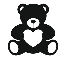 Obraz premium Teddy Bear Love Heart Silhouette Art