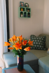 orange flowers in a vase