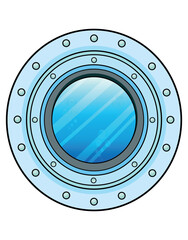 Underwater View Through Submarine Porthole
