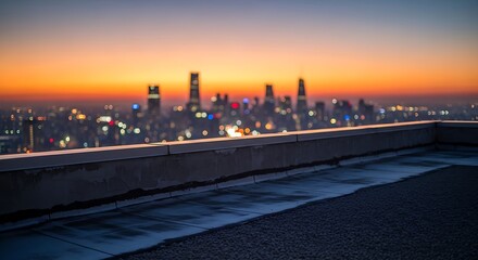 Urban rooftop vista capturing the golden hour glow illuminating the cityscape skyline