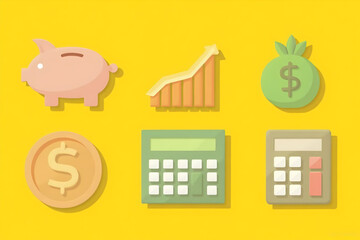 Financial Planning Concept with Piggy Bank and Calculators