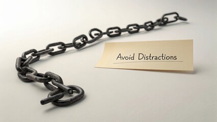 Obraz premium Chain with Note Promoting Focus and Avoiding Distractions