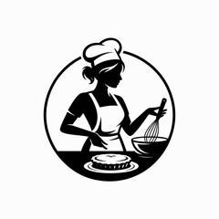 Chef Preparing Dessert in Kitchen Illustration