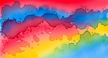 Abstract watercolor painting featuring a blend of vibrant colors with a flowing and organic design