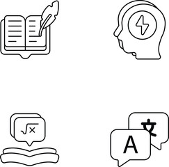 Education and School or E learning Set of line Icons Packs or Illustrations © Bricks