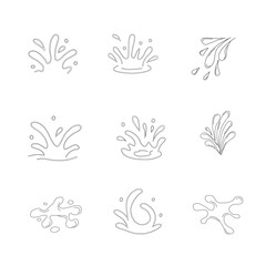 Water drops doodle icon sign. Decorative set Droplet splash symbol. Hand drawn ink sketch. Liquid element. cry droplet icons. sauce Vector illustration