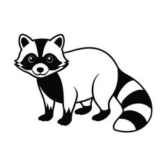 Vector art of black and outline illustration of a raccoon isolated