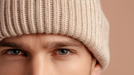 Beige Ribbed Beanie Winter Warmth