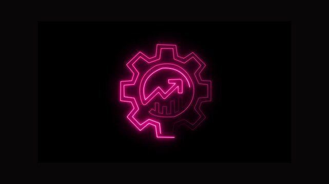Time management concept for increases efficiency and reduced work time. Business project planning. moving clock icon animation with gears Glowing neon ... 4K VIDEO