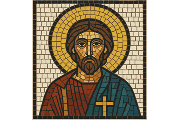 Geometric Byzantine Mosaic of Jesus Christ