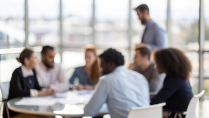 Diverse group of people gathered around conference table — teamwork and collaboration concept