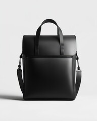 Sleek black minimalist bag with a modern design and clean background
