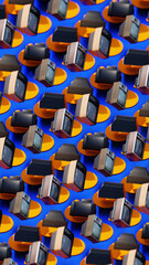 Retro TV Television For History Technology Seamless Pattern
