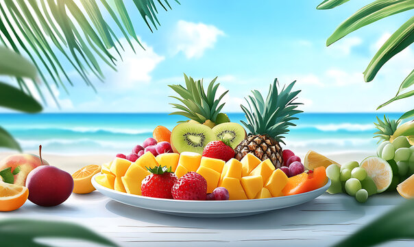 A collection of tropical beach travel elements and summer vacation scenes, perfect for commercial use and design assets.