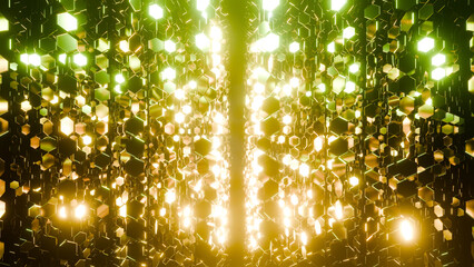 Drifting Through A Glowing Golden Hexagonal