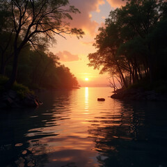 sunset on the river