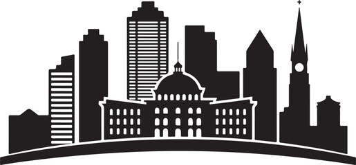 Obraz premium City Skyline Silhouette with Iconic Buildings Vector Illustration for Urban Design and Architecture Projects